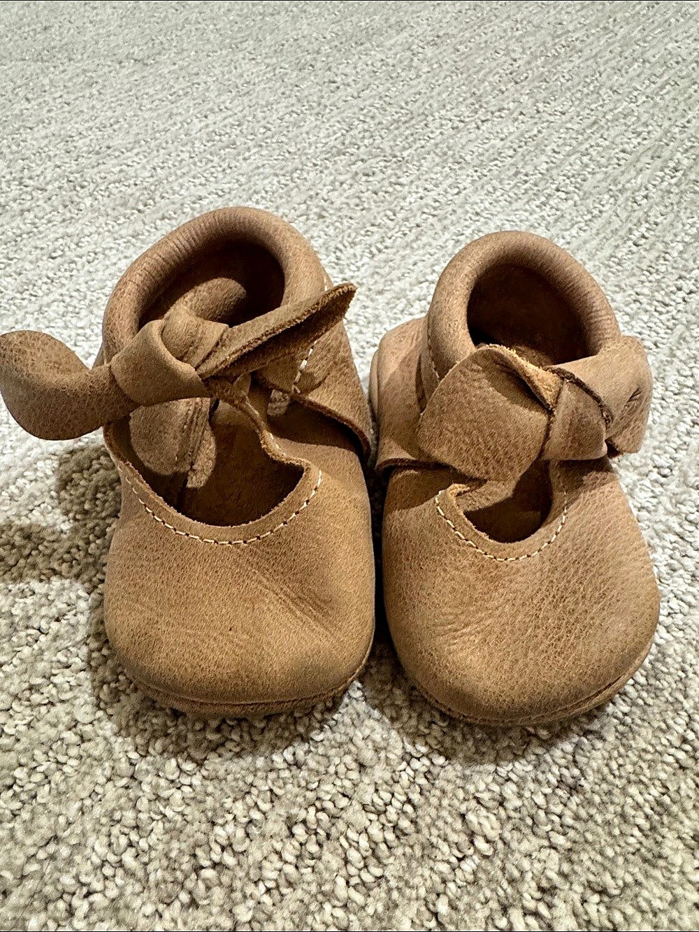 Freshly Picked Weathered Brown Knotted Bow Baby Shoe Shoes